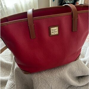 Great Bag - Dooney and Bourke red pebble grain leather w/zipper closure
